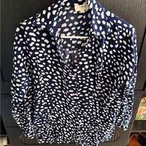 Umgee Navy and Cream Patterned Top